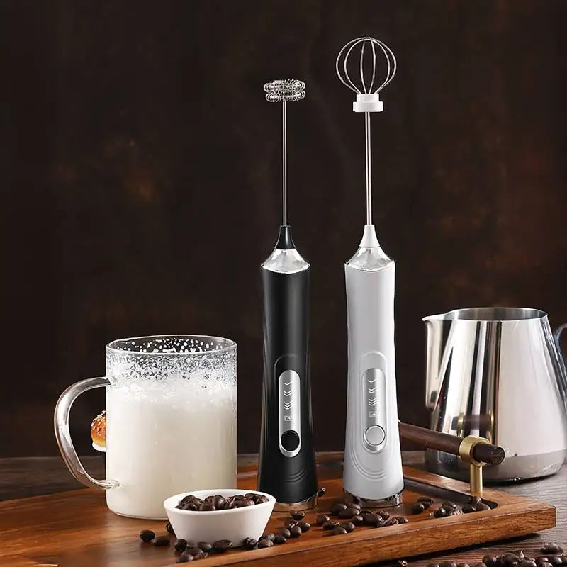 Wireless Electric Milk Frother & Egg Beater, Type-C Rechargeable with 3 Speeds, Mini Handheld Coffee Whisk & Foam Maker, Versatile Cooking Tool