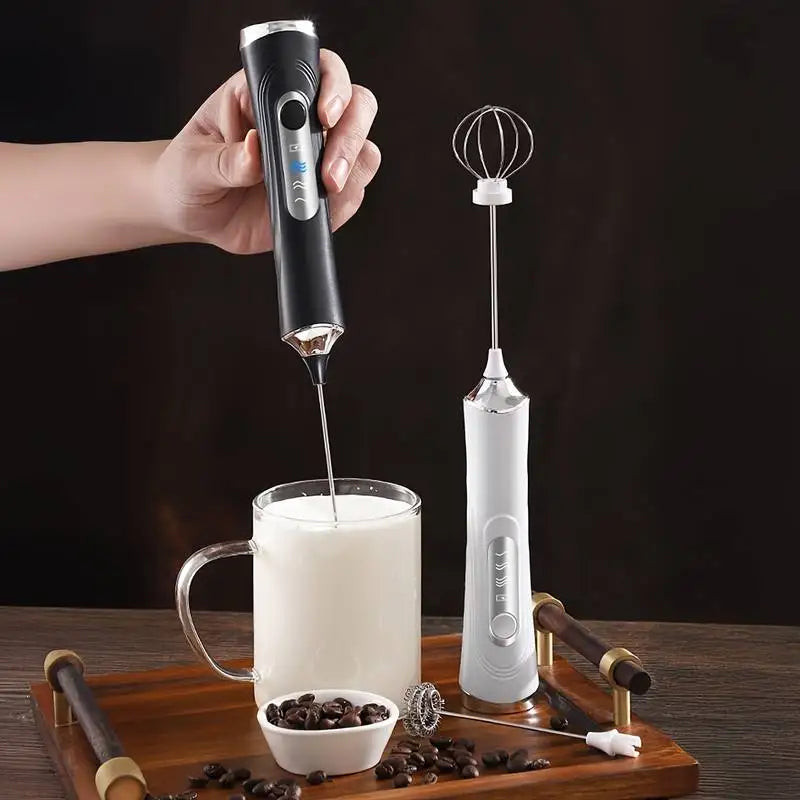 Wireless Electric Milk Frother & Egg Beater, Type-C Rechargeable with 3 Speeds, Mini Handheld Coffee Whisk & Foam Maker, Versatile Cooking Tool
